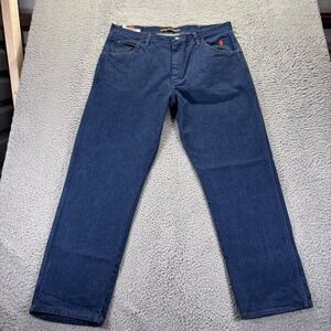 Wrangler Flame Resistant Jeans Mens 40x32‎ Blue Dark Wash 31 Relaxed Fit NWT